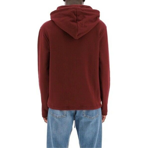 NWT LANVIN Paris Cotton Hoodie Men Maison Logo Print sweatshirt Large Garnet Red - Picture 9 of 9
